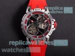 Swiss Replica Roger Dubuis Excalibur Spider Flying Tourbillon Red Rubber Strap Watch